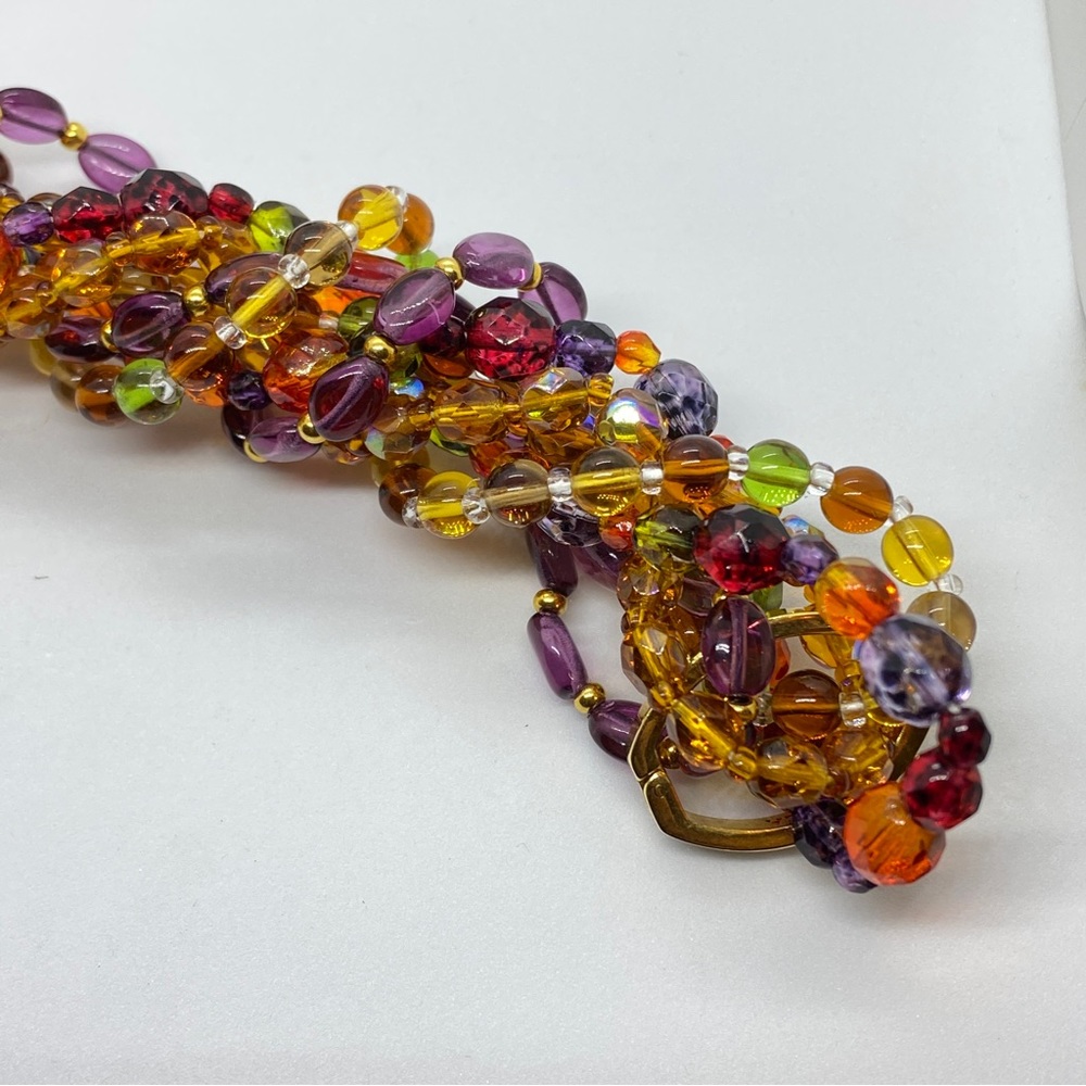 Vintage Joan River Four Strand Autumn Czech Glass Bead Long/Mid/Torsade Necklace - Picture 4 of 6